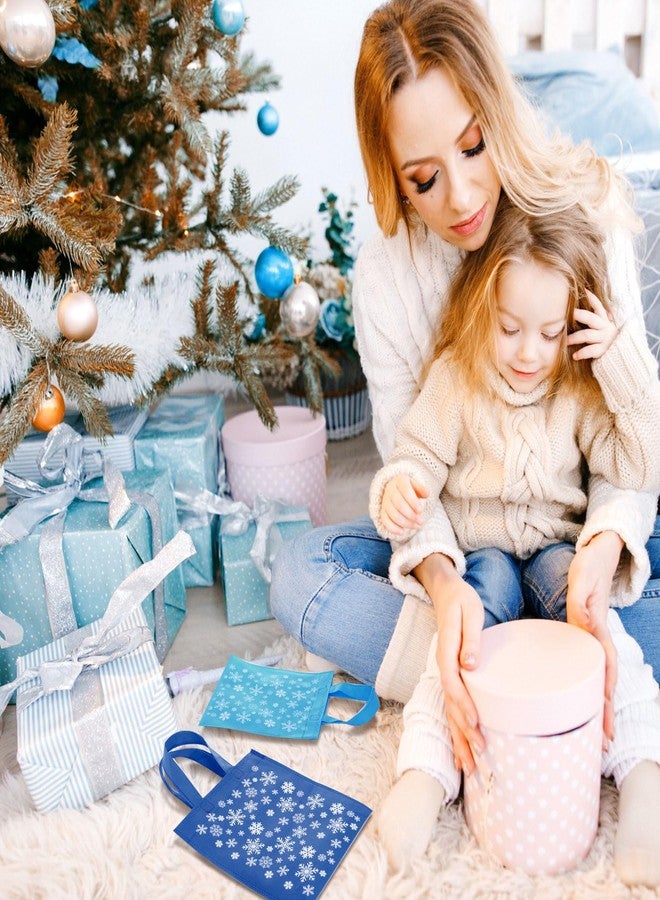 Faccito 24 Pcs Winter Snowflake Gift Bags Christmas Party Favors Bag Purple and Blue Treat Non Woven Bags with Handle for Winter Xmas Princess Holiday Birthday Wonderland Party Supplies Decoration - Image 5